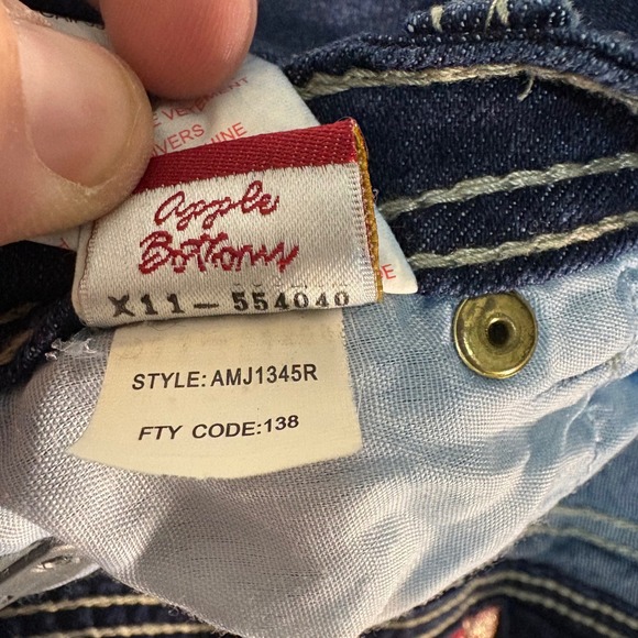 Apple Bottoms Dark Wash Skinny Jeans Embroidered Rhinestone Pockets Size 7/8 Y2K - Picture 11 of 11